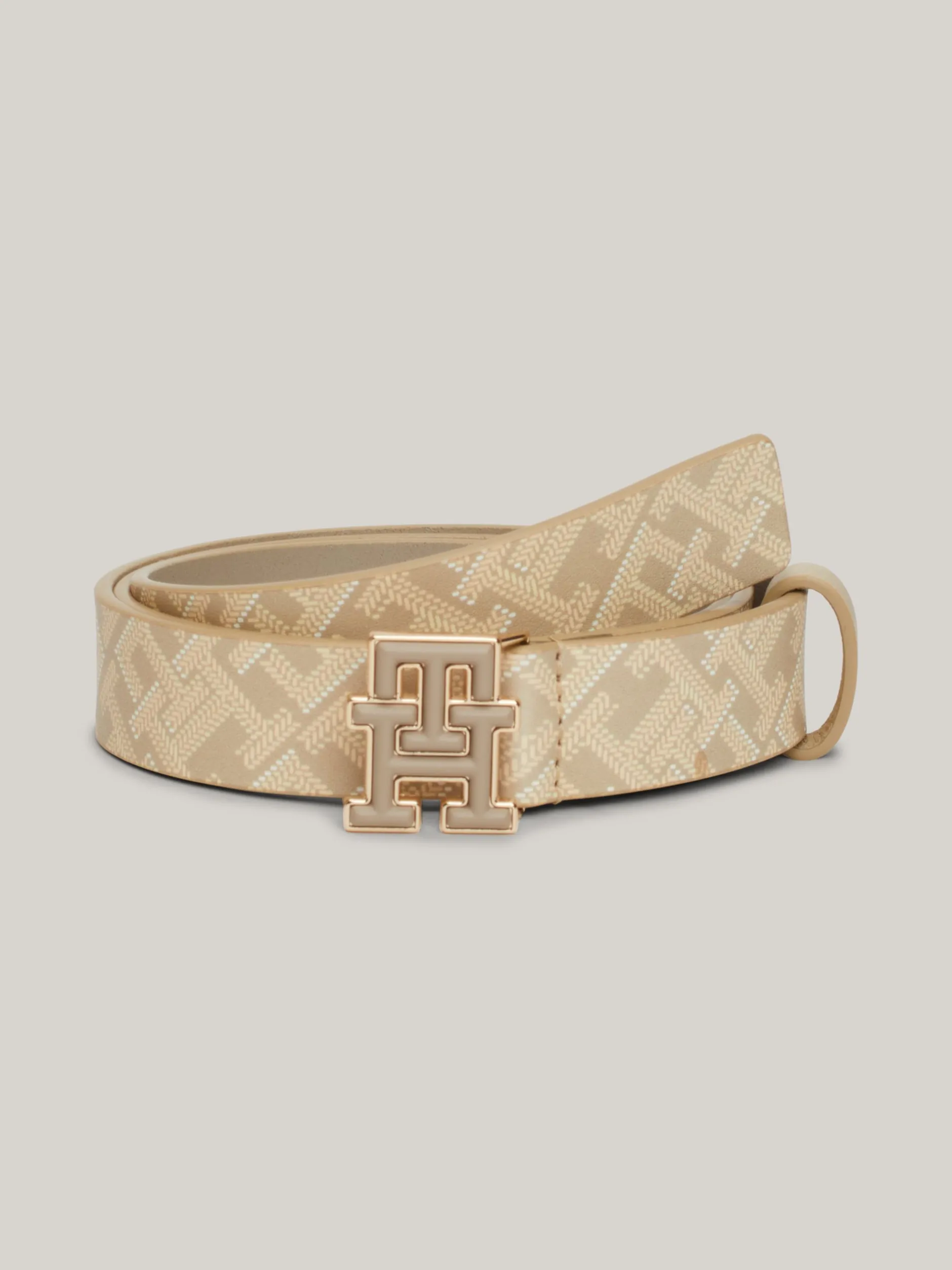 Paski*Tommy Hilfiger Skórzany Pasek Z Logo Hilfiger BEIGE