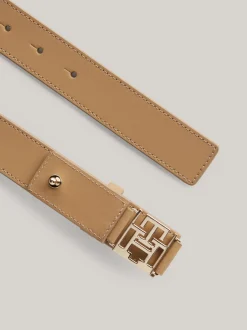 Paski*Tommy Hilfiger Skórzany Pasek Z Monogramem TH CLASSIC KHAKI
