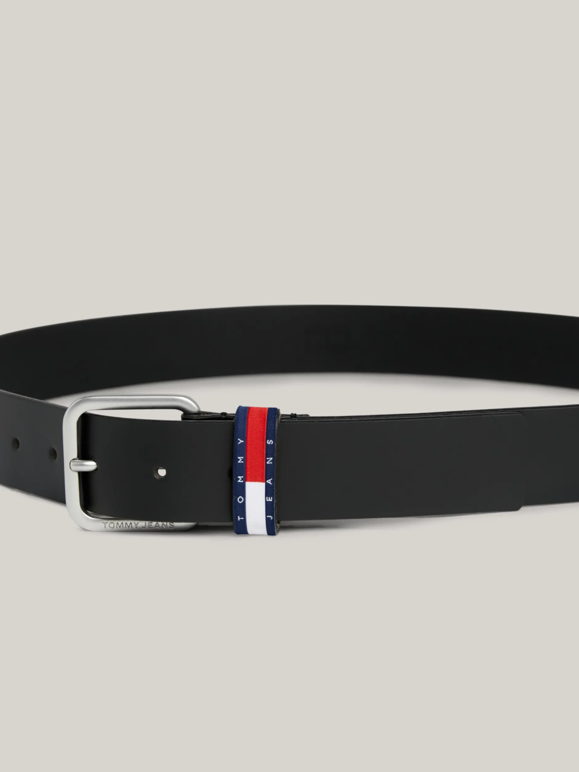 Paski*Tommy Hilfiger Skórzany Pasek Z Naszywką Na Szlufce BLACK