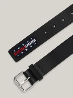 Paski*Tommy Hilfiger Skórzany Pasek Z Naszywką Z Logo BLACK