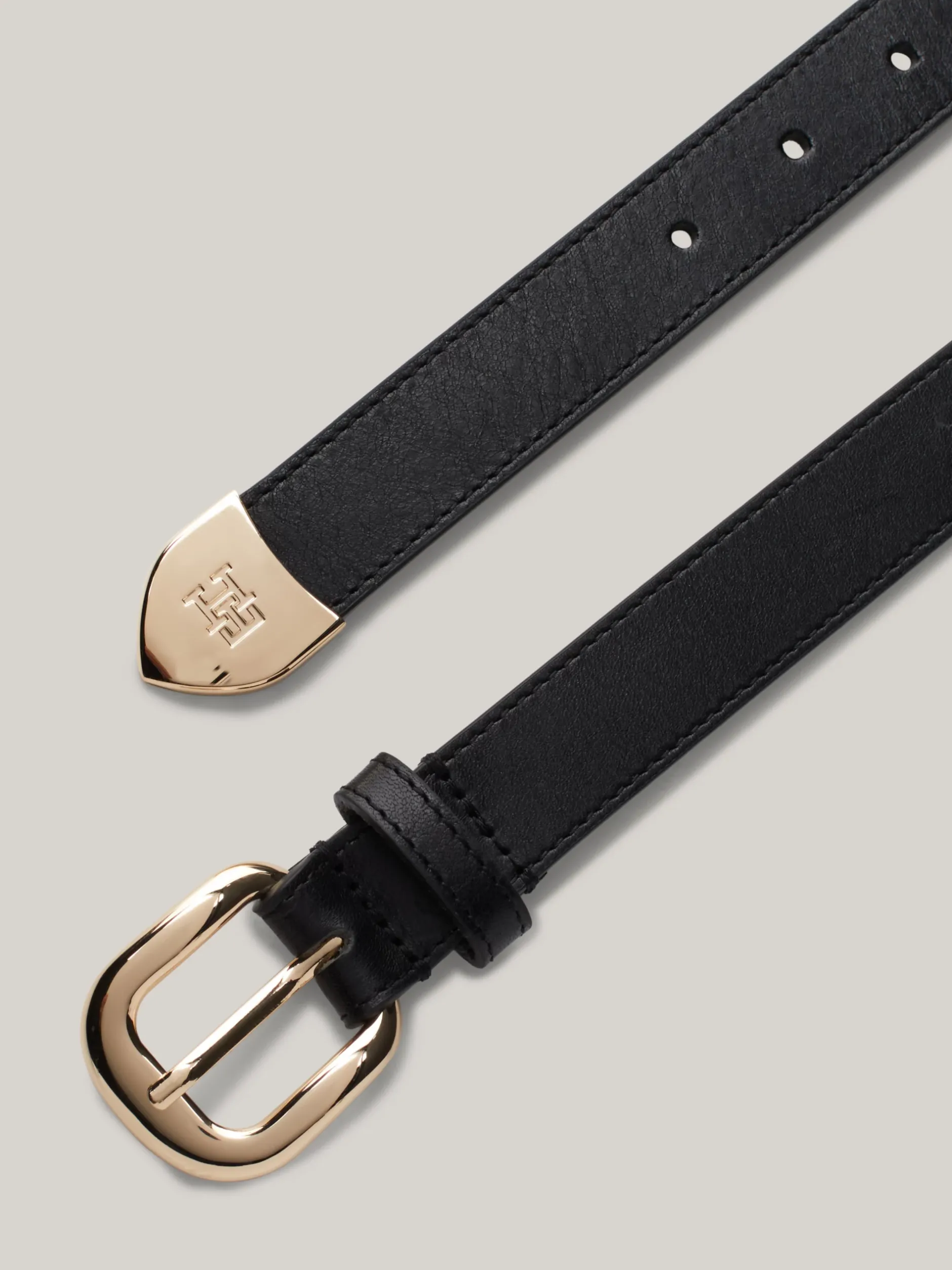 Paski*Tommy Hilfiger Skórzany Pasek Z Okrągłą Sprzączką BLACK
