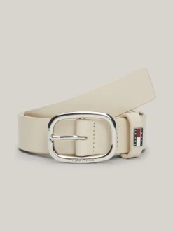 Paski*Tommy Hilfiger Skórzany Pasek Z Owalną Sprzączką NEWSPRINT