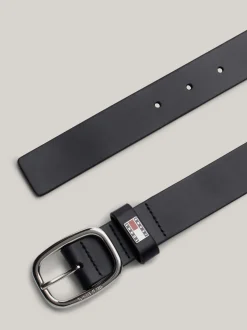 Paski*Tommy Hilfiger Skórzany Pasek Z Owalną Sprzączką DARK NIGHT NAVY