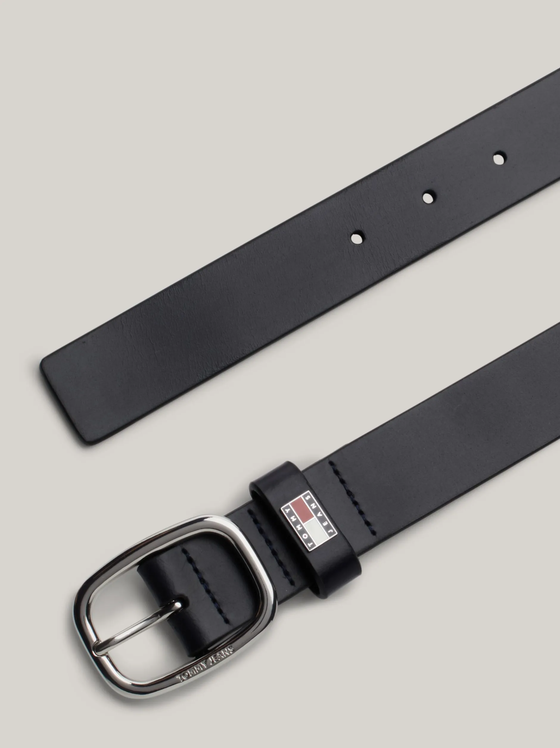 Paski*Tommy Hilfiger Skórzany Pasek Z Owalną Sprzączką DARK NIGHT NAVY