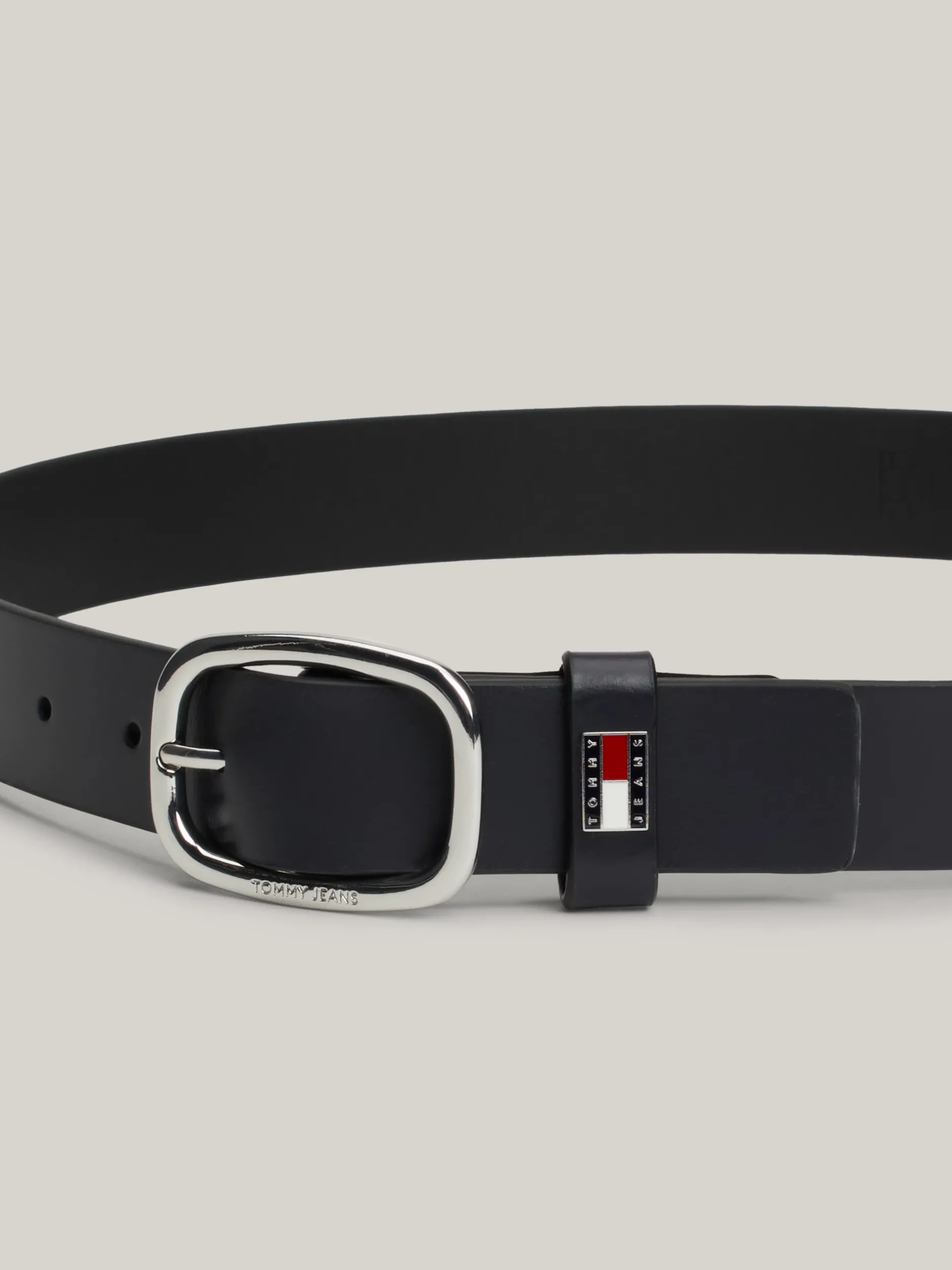 Paski*Tommy Hilfiger Skórzany Pasek Z Owalną Sprzączką DARK NIGHT NAVY