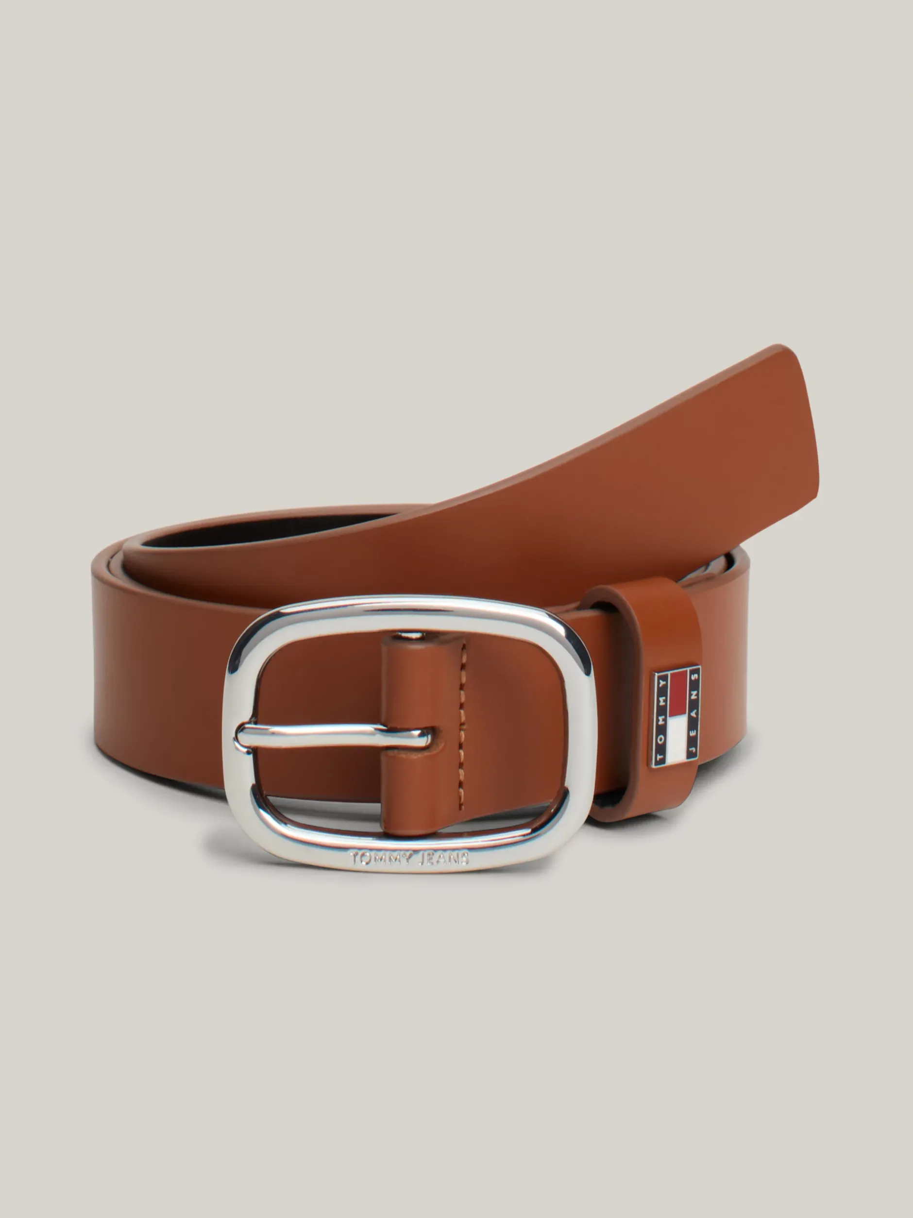 Paski*Tommy Hilfiger Skórzany Pasek Z Owalną Sprzączką COGNAC