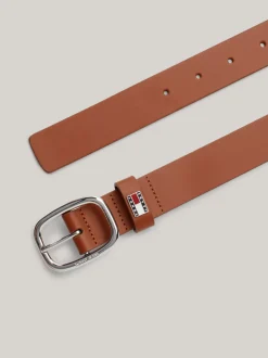 Paski*Tommy Hilfiger Skórzany Pasek Z Owalną Sprzączką COGNAC