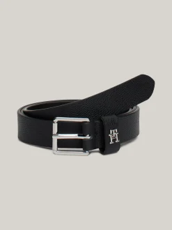 Paski*Tommy Hilfiger Skórzany Pasek Z Rolkową Sprzączką Heritage BLACK