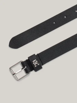 Paski*Tommy Hilfiger Skórzany Pasek Z Rolkową Sprzączką Heritage BLACK