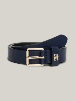 Paski*Tommy Hilfiger Skórzany Pasek Z Rolkową Sprzączką Heritage SPACE BLUE