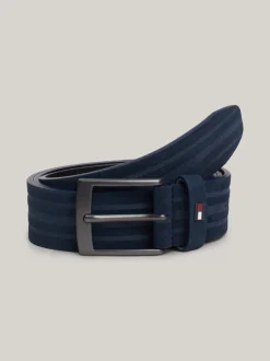 Paski*Tommy Hilfiger Skórzany Pasek Z Tłoczonym Wzorem SPACE BLUE