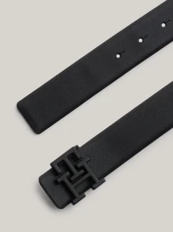 Paski*Tommy Hilfiger Skórzany Pasek Ze Sprzaczką Z Monogramem TH BLACK