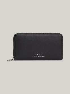 Portfele & Breloczki Do Kluczy*Tommy Hilfiger Skórzany Portfel Premium Z Zapięciem Na Zamek BLACK