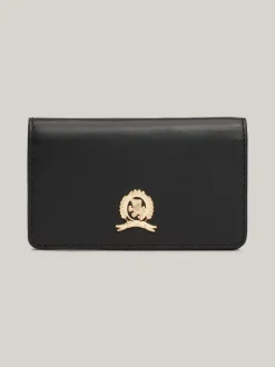 Portfele & Breloczki Do Kluczy*Tommy Hilfiger Skórzany Portfel Z Klapką I Metalowym Logo BLACK