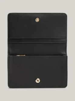 Portfele & Breloczki Do Kluczy*Tommy Hilfiger Skórzany Portfel Z Klapką I Metalowym Logo BLACK