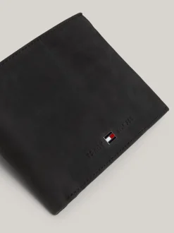 Portfele & Breloczki Do Kluczy*Tommy Hilfiger Skórzany Składany Portfel BLACK