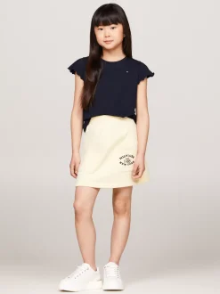 Spodnie, Szorty I Spódnice*Tommy Hilfiger Spódnica Dresowa Mini Z Logo Hilfiger LEMON ZEST
