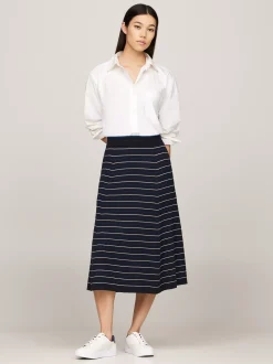 Spódnice*Tommy Hilfiger Spódnica Midi W Kształcie Litery A DESERT SKY / BUE STRIPE