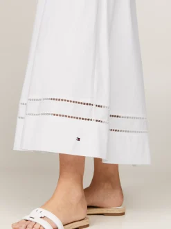 Spódnice*Tommy Hilfiger Spódnica Midi Z Haftem Angielskim I Monogramem TH TH OPTIC WHITE