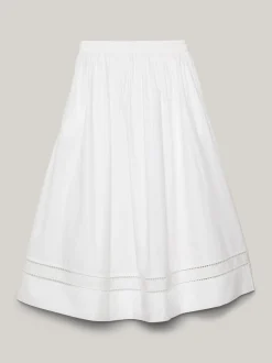 Spódnice*Tommy Hilfiger Spódnica Midi Z Haftem Angielskim I Monogramem TH TH OPTIC WHITE
