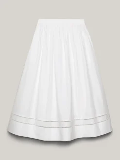 Spódnice*Tommy Hilfiger Spódnica Midi Z Haftem Angielskim I Monogramem TH TH OPTIC WHITE