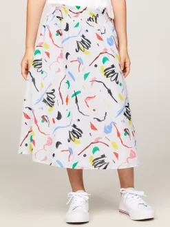 Spodnie, Szorty I Spódnice*Tommy Hilfiger Spódnica Midi Z Paskiem Typu Paperbag MULTI COLOR PRINT ALLOVER