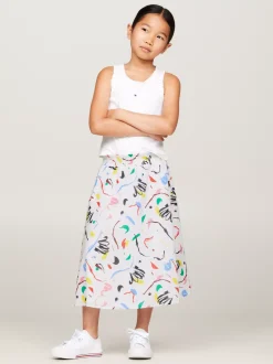 Spodnie, Szorty I Spódnice*Tommy Hilfiger Spódnica Midi Z Paskiem Typu Paperbag MULTI COLOR PRINT ALLOVER