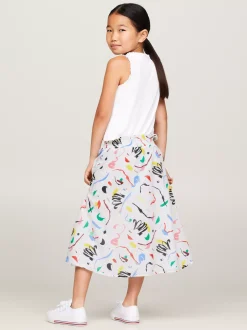 Spodnie, Szorty I Spódnice*Tommy Hilfiger Spódnica Midi Z Paskiem Typu Paperbag MULTI COLOR PRINT ALLOVER