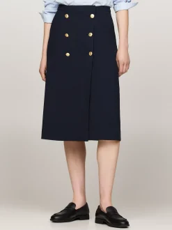 Spódnice*Tommy Hilfiger Spódnica Midi Z Wytłaczanymi Guzikami DESERT SKY