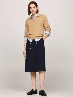 Spódnice*Tommy Hilfiger Spódnica Midi Z Wytłaczanymi Guzikami DESERT SKY