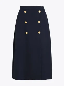Spódnice*Tommy Hilfiger Spódnica Midi Z Wytłaczanymi Guzikami DESERT SKY