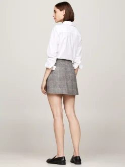 Spódnice*Tommy Hilfiger Spódnica Mini W Kratę Z Mieszanki Wełny GREY BROWN CHECK
