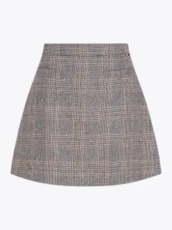 Spódnice*Tommy Hilfiger Spódnica Mini W Kratę Z Mieszanki Wełny GREY BROWN CHECK