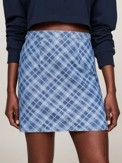 Spódnice*Tommy Hilfiger Spódnica Mini W Szkocką Kratę GRID CHECK CHAMBRAY