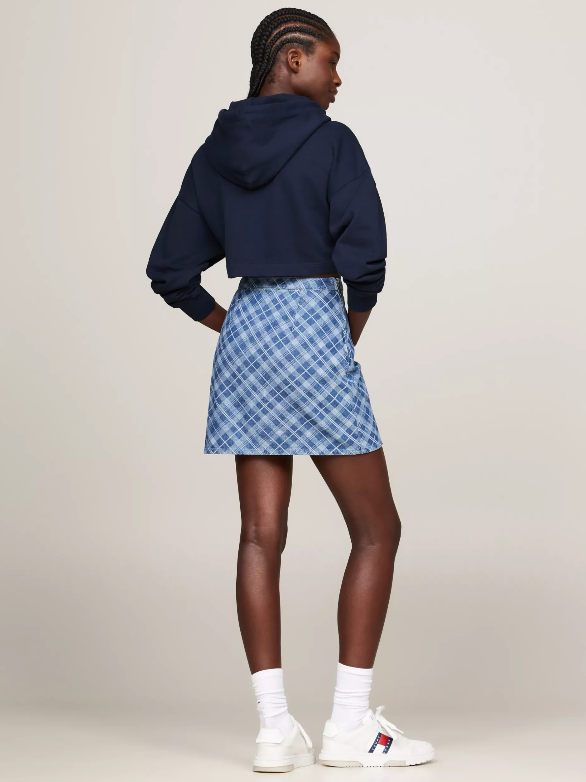 Spódnice*Tommy Hilfiger Spódnica Mini W Szkocką Kratę GRID CHECK CHAMBRAY