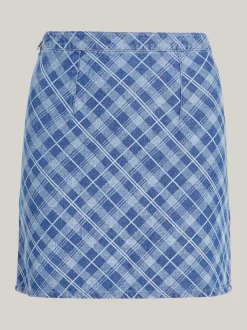 Spódnice*Tommy Hilfiger Spódnica Mini W Szkocką Kratę GRID CHECK CHAMBRAY
