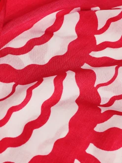Stroje Kąpielowe*Tommy Hilfiger Spódnica Pareo Midi Z Muszelkowym Nadrukiem OVERSIZED GEO WAVE PRIMARY RED