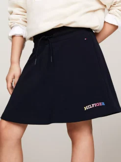 Spodnie, Szorty I Spódnice*Tommy Hilfiger Spódnica Z Logo Hilfiger Wykonanym Czcionką Monotypową DESERT SKY