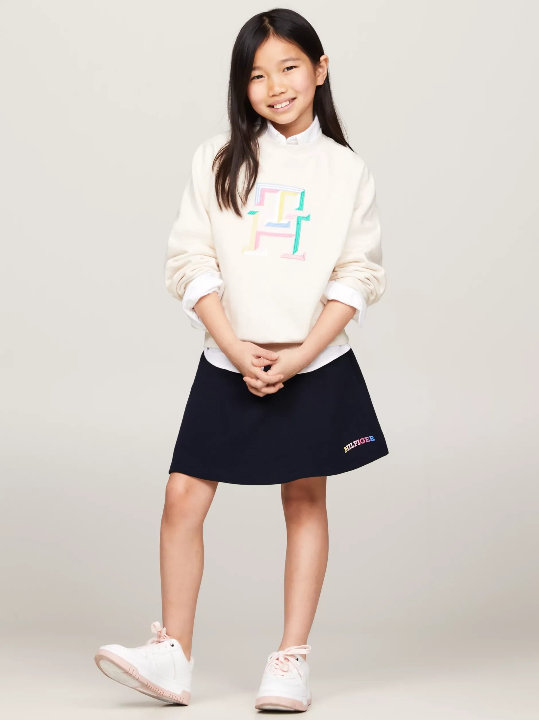 Spodnie, Szorty I Spódnice*Tommy Hilfiger Spódnica Z Logo Hilfiger Wykonanym Czcionką Monotypową DESERT SKY