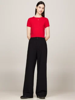 Spodnie*Tommy Hilfiger Spodnie Claire Z Wysokim Stanem BLACK