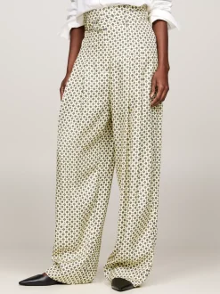 Spodnie*Tommy Hilfiger Spodnie O Luźnym Kroju W Apaszkowy Wzór Curve HERITAGE FOULARD/ LEMON ZEST