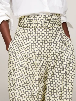 Spodnie*Tommy Hilfiger Spodnie O Luźnym Kroju W Apaszkowy Wzór Curve HERITAGE FOULARD/ LEMON ZEST