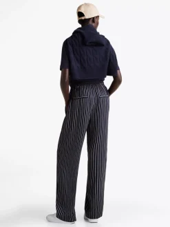 Spodnie*Tommy Hilfiger Spodnie O Luźnym Kroju We Wzór W Paski ROPE STP/ DESERT SKY