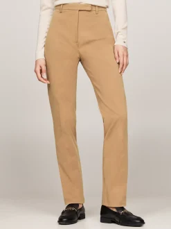 Spodnie*Tommy Hilfiger Spodnie O Wąskim Kroju Z Gabardyny CLASSIC KHAKI