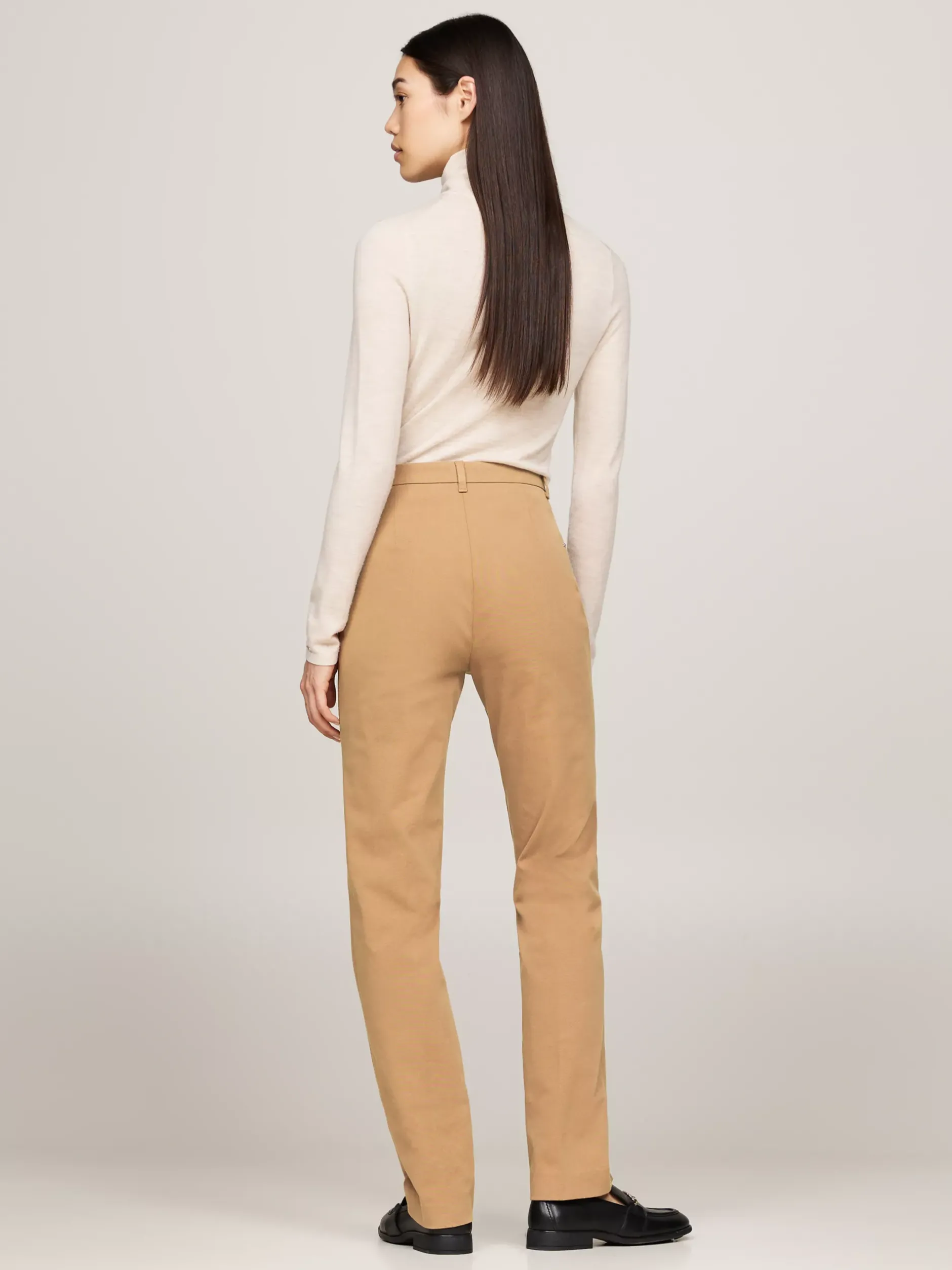 Spodnie*Tommy Hilfiger Spodnie O Wąskim Kroju Z Gabardyny CLASSIC KHAKI