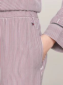 Stroje Domowe*Tommy Hilfiger Spodnie Od Piżamy TH Logo Lace MONOTYPE ITHACA STRIPE DEEP ROUGE