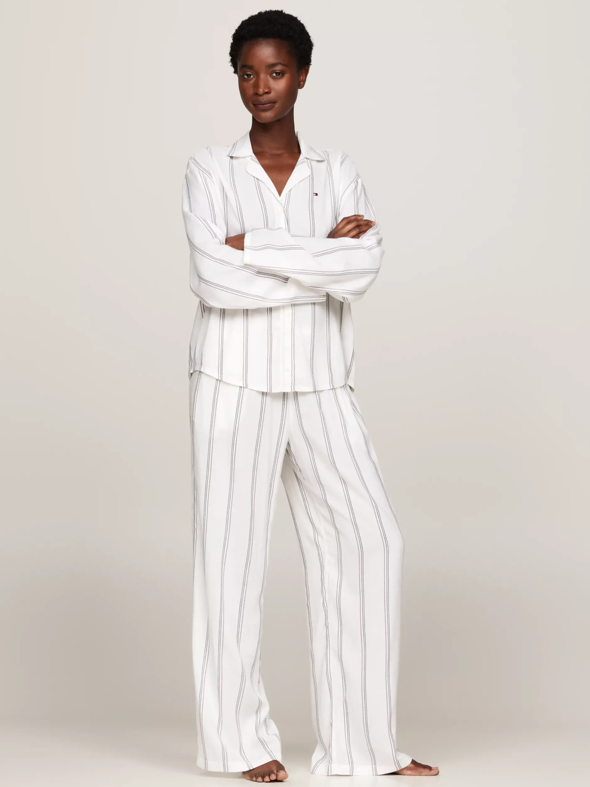 Piżamy & Odziez Nocna*Tommy Hilfiger Spodnie Od Piżamy TH Original THIN STRIPES IVORY