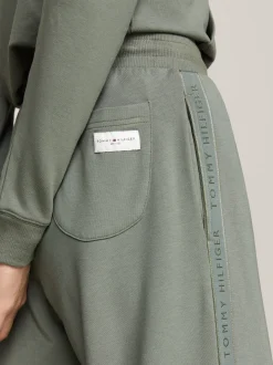 Stroje Domowe*Tommy Hilfiger Spodnie Od Piżamy Z Troczkami I Logo Hilfiger STONEWASH GREEN