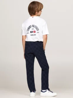 Spodnie I Szorty*Tommy Hilfiger Spodnie Sztruksowe Ze Wzorem W Szachownicę DESERT SKY