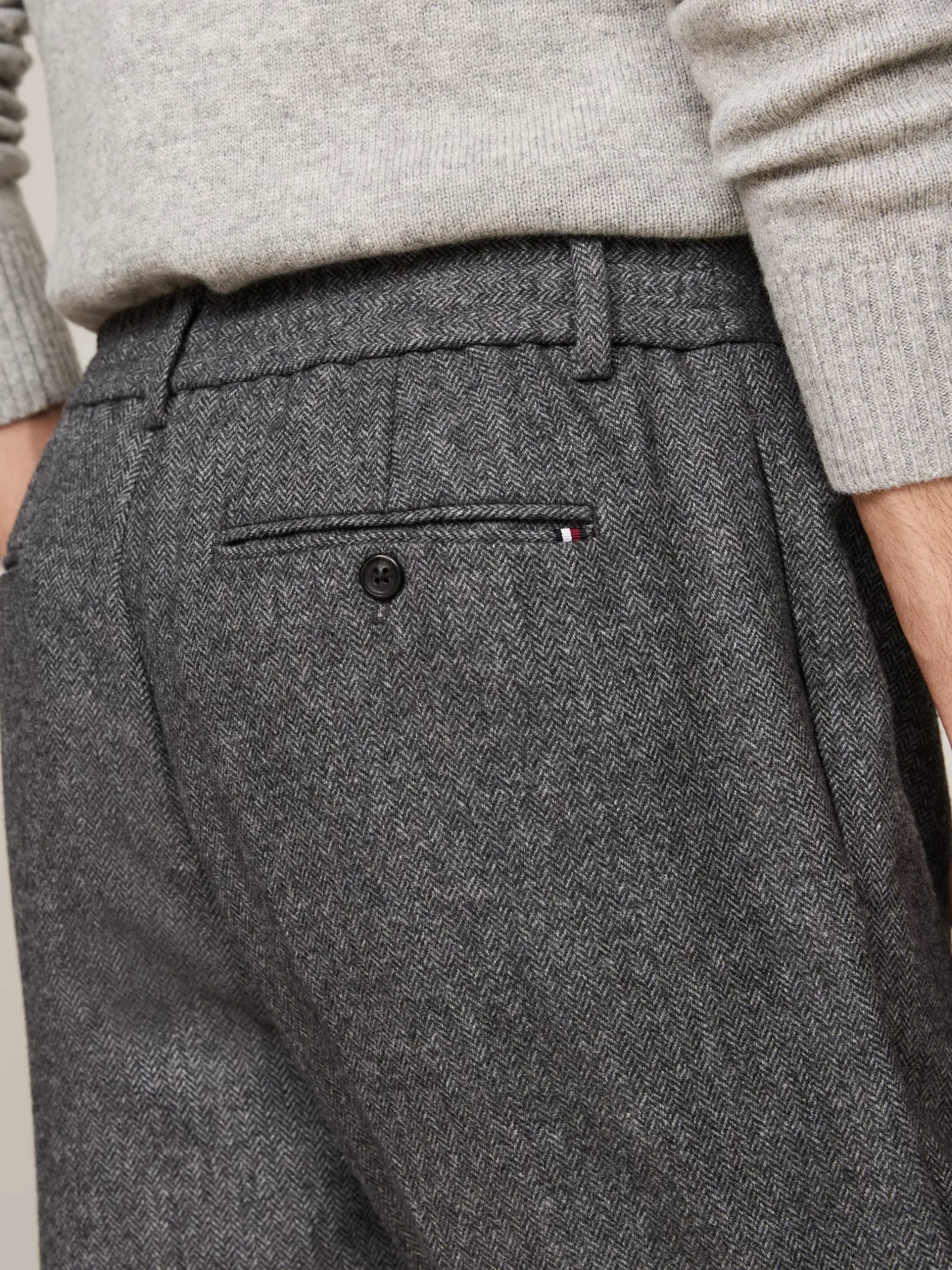 Spodnie*Tommy Hilfiger Spodnie W Jodełkę MEDIUM GREY HEATHER